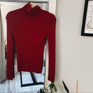 Red Ribbed Turtleneck